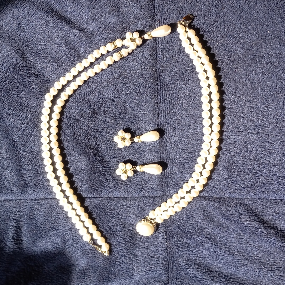 Faux Pearl and Rhinestone set